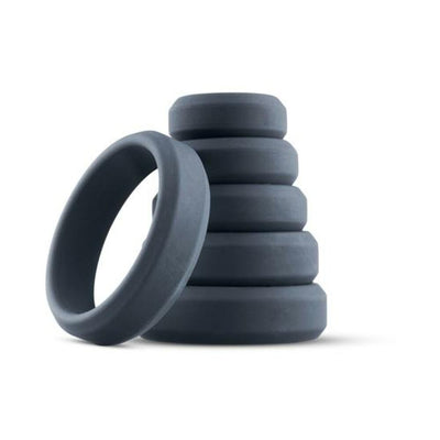 Boners 6 Pc Wide Cock Ring Set - Black - SexToy.com