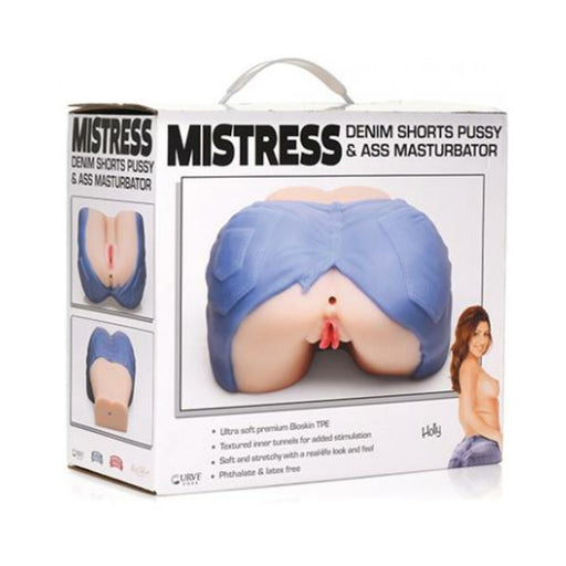 Curve Toys Mistress Holly Denim Shorts Pussy & Ass Masturbator - Ivory - SexToy.com